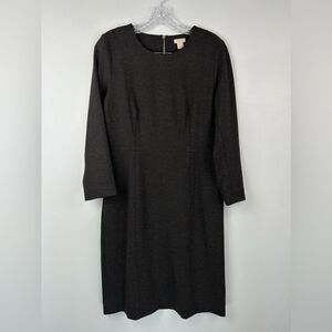 J.Crew Charcoal Heathered Gray Zip Ponte Sheath Dress 3/4 Sleeves Sz 6